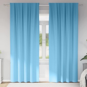 Cortinas con cortinas 2 pcs Azul claro 245x140cm Poliéster Cortinas con cortinas 2 pcs Azul claro 245x140cm Poliéster
