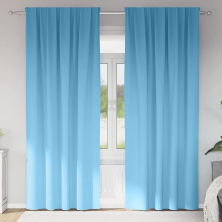Cortinas con cortinas 2 pcs Azul claro 260x140cm Poliéster
