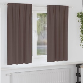 Cortinas con cortinas 2 pcs Marrón oscuro Poliéster Cortinas con cortinas 2 pcs Marrón oscuro Poliéster