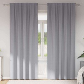 Cortinas con cortinas 2 pcs Gris claro Poliéster Cortinas con cortinas 2 pcs Gris claro Poliéster