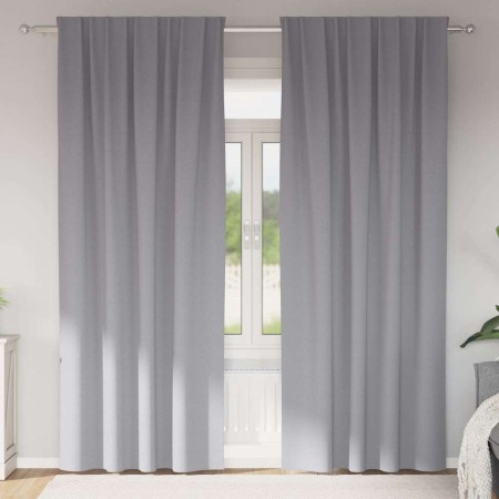 Cortinas con cortinas 2 pcs Gris claro 260x140cm Poliéster