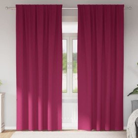 Cortinas con cortinas 2 pcs Rojo vino Poliéster Cortinas con cortinas 2 pcs Rojo vino Poliéster