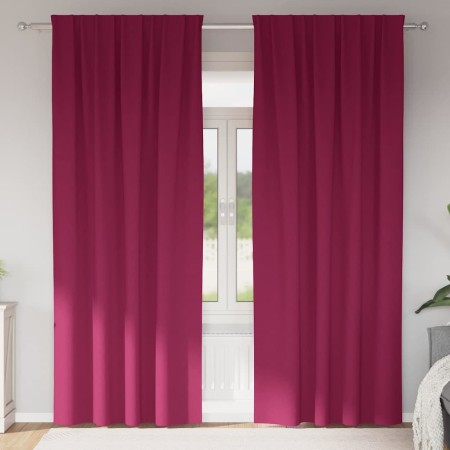 Cortinas con cortinas 2 pcs Rojo vino Poliéster