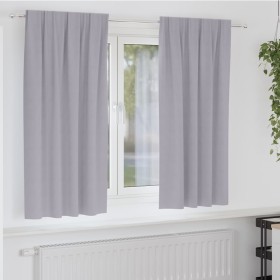 Cortinas con cortinas 2 pcs Gris metálico Poliéster Cortinas con cortinas 2 pcs Gris metálico Poliéster
