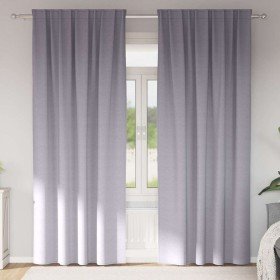 Cortinas con cortinas 2 pcs Gris metálico Poliéster Cortinas con cortinas 2 pcs Gris metálico Poliéster