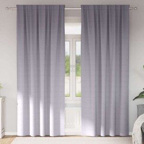 Cortinas con cortinas 2 pcs Gris metálico Poliéster Cortinas con cortinas 2 pcs Gris metálico Poliéster