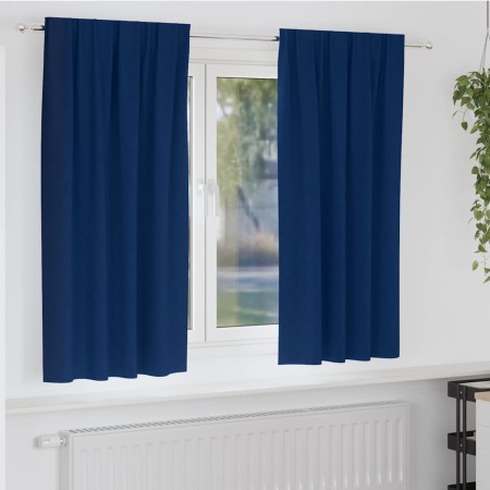 Cortinas con cortinas 2 pcs Azul oscuro Poliéster