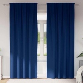 Cortinas con cortinas 2 pcs Azul oscuro Poliéster Cortinas con cortinas 2 pcs Azul oscuro Poliéster