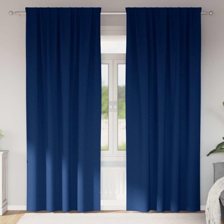 Cortinas con cortinas 2 pcs Azul oscuro Poliéster