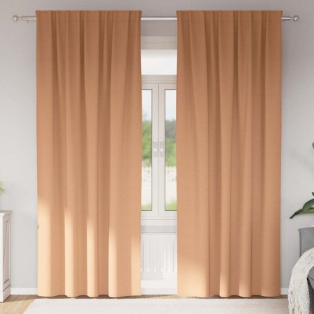 Cortinas con cortinas 2 pcs Marrón claro 245x140cm Poliéster