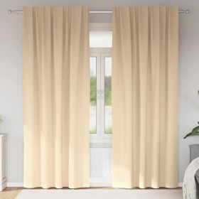 Cortinas con cortinas 2 pcs Crema 245x140cm Poliéster