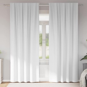 Cortinas con cortinas 2 pcs Blanco puro 245x140cm Poliéster Cortinas con cortinas 2 pcs Blanco puro 245x140cm Poliéster