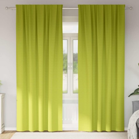 Cortinas Opacas con Anillas 2 pcs Verde 260 x 140 cm Poliéster en Cortinas y visillos | Comprar online en Foro24