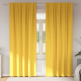 Cortinas con cortinas 2 pcs Amarillo mostaza Poliéster Cortinas con cortinas 2 pcs Amarillo mostaza Poliéster