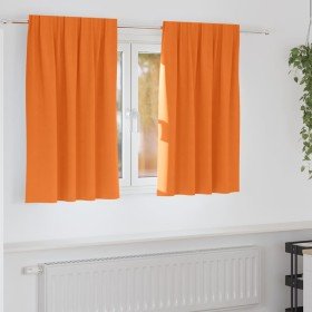 Cortinas con cortinas 2 pcs Naranja brillante Poliéster Cortinas con cortinas 2 pcs Naranja brillante Poliéster