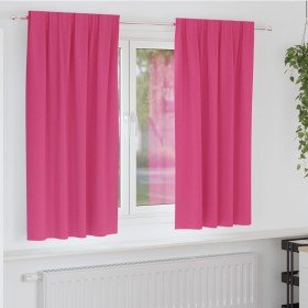 Cortinas con cortinas 2 pcs Rosa brillante Poliéster Cortinas con cortinas 2 pcs Rosa brillante Poliéster