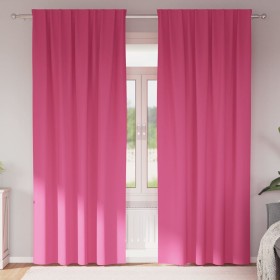 Cortinas con cortinas 2 pcs Rosa brillante 225x140cm Poliéster Cortinas con cortinas 2 pcs Rosa brillante 225x140cm Poliéster