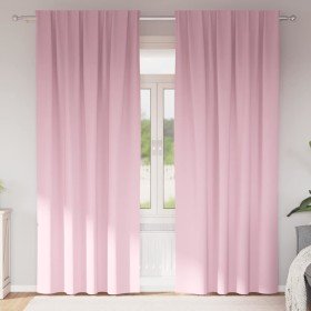 Cortinas con cortinas 2 pcs Rosa bebé Poliéster Cortinas con cortinas 2 pcs Rosa bebé Poliéster