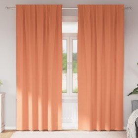 Cortinas con cortinas 2 pcs Terracota Poliéster Cortinas con cortinas 2 pcs Terracota Poliéster