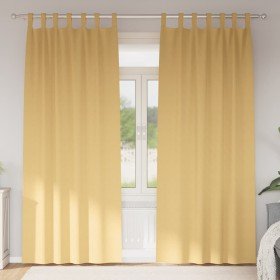 Cortinas con cortinas 2 pcs Beige Poliéster Cortinas con cortinas 2 pcs Beige Poliéster