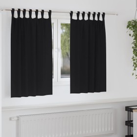 Cortinas con cortinas 2 pcs Negro Poliéster