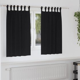 Cortinas con cortinas 2 pcs Negro Poliéster Cortinas con cortinas 2 pcs Negro Poliéster