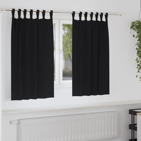 Cortinas con cortinas 2 pcs Negro Poliéster