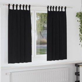 Cortinas con cortinas 2 pcs Negro 175x140cm Poliéster Cortinas con cortinas 2 pcs Negro 175x140cm Poliéster