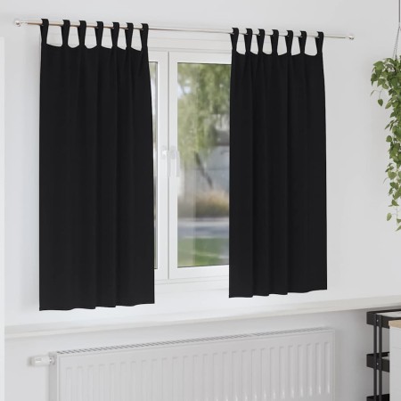 Cortinas Opacas con Anillas 2 pcs Negro 175 x 140 cm Poliéster en Cortinas y visillos | Comprar online en Foro24