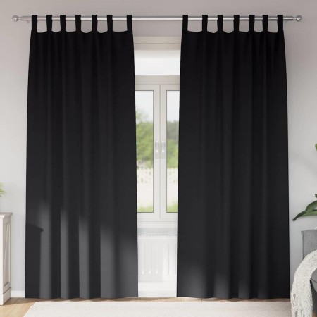 Cortinas con cortinas 2 pcs Negro Poliéster