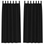 Cortinas con cortinas 2 pcs Negro Poliéster