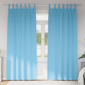 Cortinas con cortinas 2 pcs Azul claro Poliéster Cortinas con cortinas 2 pcs Azul claro Poliéster
