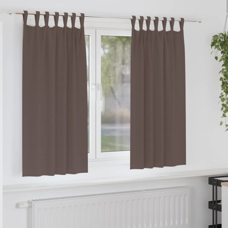 Cortinas con cortinas 2 pcs Marrón oscuro 175x140cm Poliéster