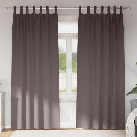 Cortinas con cortinas 2 pcs Marrón oscuro 260x140cm Poliéster