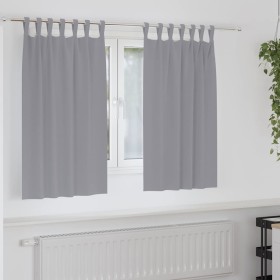 Cortinas con cortinas 2 pcs Gris claro Poliéster Cortinas con cortinas 2 pcs Gris claro Poliéster
