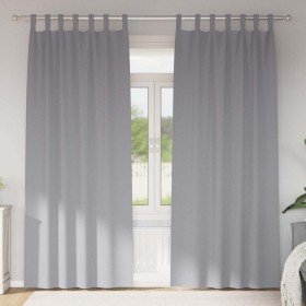 Cortinas con cortinas 2 pcs Gris claro Poliéster Cortinas con cortinas 2 pcs Gris claro Poliéster