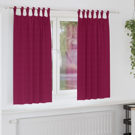 Cortinas con cortinas 2 pcs Rojo vino tinto 175x140cm Poliéster