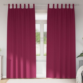 Cortinas con cortinas 2 pcs Rojo vino Poliéster