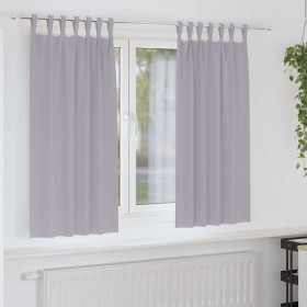 Cortinas con cortinas 2 pcs Gris metálico Poliéster Cortinas con cortinas 2 pcs Gris metálico Poliéster