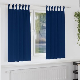Cortinas con cortinas 2 pcs Azul oscuro Poliéster