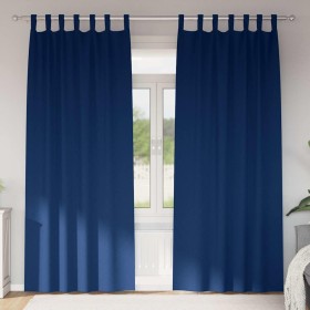 Cortinas con cortinas 2 pcs Azul oscuro 245x140cm Poliéster Cortinas con cortinas 2 pcs Azul oscuro 245x140cm Poliéster