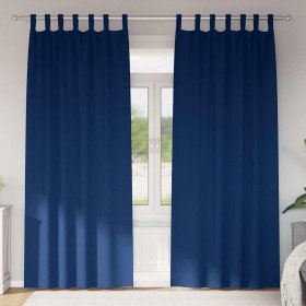Cortinas con cortinas 2 pcs Azul oscuro 245x140cm Poliéster Cortinas con cortinas 2 pcs Azul oscuro 245x140cm Poliéster