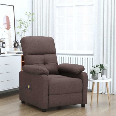 Sillón de masaje eléctrico tela marrón oscuro en Sillones de masaje eléctricos | Comprar online en Foro24