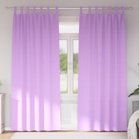 Cortinas con cortinas 2 pcs Morado Poliéster Cortinas con cortinas 2 pcs Morado Poliéster