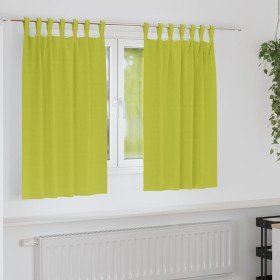 Cortinas con cortinas 2 pcs Verde manzana Poliéster Cortinas con cortinas 2 pcs Verde manzana Poliéster