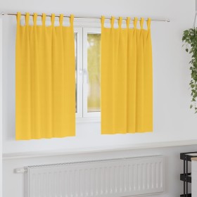 Cortinas 2 pcs Amarillo mostaza 140x140cm Poliéster Cortinas 2 pcs Amarillo mostaza 140x140cm Poliéster