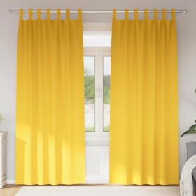 Cortinas con cortinas 2 pcs Amarillo mostaza Poliéster Cortinas con cortinas 2 pcs Amarillo mostaza Poliéster