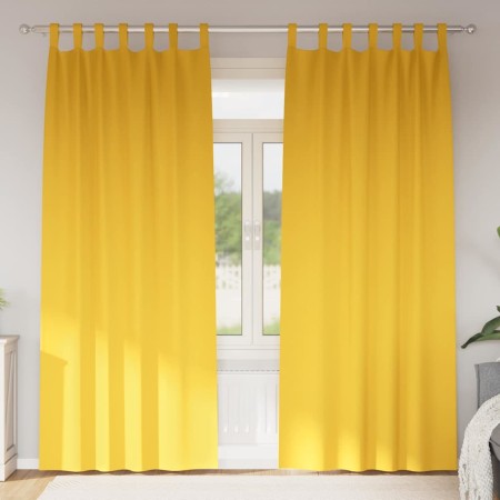 Cortinas con cortinas 2 pcs Amarillo mostaza Poliéster