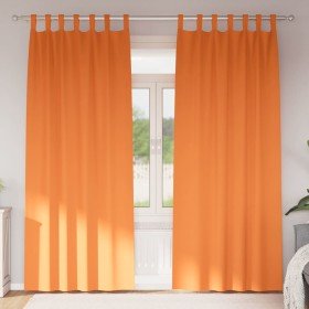 Cortinas con cortinas 2 pcs Naranja brillante Poliéster Cortinas con cortinas 2 pcs Naranja brillante Poliéster
