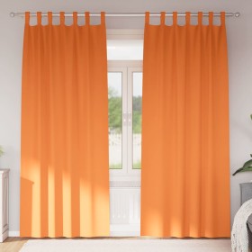 Cortinas con cortinas 2 pcs Naranja brillante Poliéster Cortinas con cortinas 2 pcs Naranja brillante Poliéster